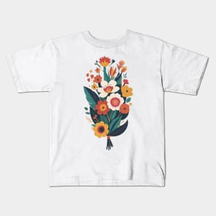 Frida's Blooming Inspiration: Illustrated Flower Bouquet Kids T-Shirt